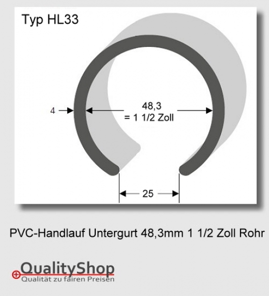 PVC Handlauf Typ. HL33 für 1 1/2 Zoll Rohr 48,3mm